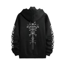 Moletom Masculino Preto Casual Com Capuz Para Outono/Inverno, Esportivo, Para Corrida, Pulôver