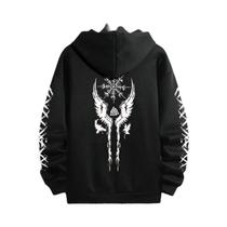 Moletom Masculino Preto Casual Com Capuz Para Outono/Inverno, Esportivo, Para Corrida, Pulôver