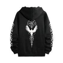 Moletom Masculino Preto Casual Com Capuz Para Outono/Inverno, Estilo Esportivo, Pullover Fashion