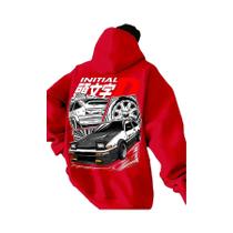 Moletom Masculino Preto Com Capuz, Logo Initial D, Ilustração De Carro JDM, Pullover De Anime