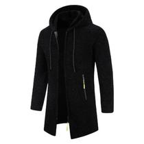Moletom Masculino Preto com Capuz, Zíper e Manga Comprida - Jaqueta de Inverno