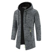 Moletom Masculino Preto com Capuz, Zíper e Manga Comprida - Jaqueta de Inverno