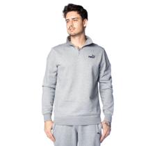 Moletom Masculino Puma Half-Zip Logo Gola Alta Cinza