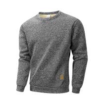 Moletom Masculino Quente Com Forro De Lã Para Outono/Inverno, Casual, Manga Longa, Pulôver Para