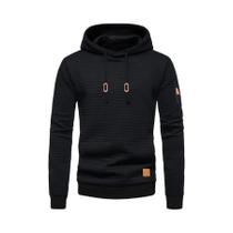 Moletom Masculino Quente Com Padrão Waffle, Casual, Sólido, Pullover Solto Para Esportes Ao Ar Livre