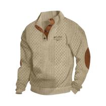 Moletom Masculino Quente E Macio, Amigo Da Pele, Estilo Henry, Padrão Italiano Milão, Pullover De
