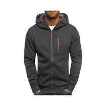 Moletom Masculino Slim Fit Com Capuz E Zíper, Design Casual, Jaqueta Esportiva
