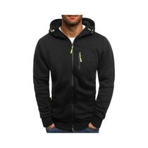 Moletom Masculino Slim Fit Com Capuz E Zíper, Design Casual, Jaqueta Esportiva