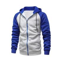 Moletom Masculino Slim Fit Com Capuz E Zíper, Manga Longa, Em Cores Contrastantes, Jaqueta Fashion
