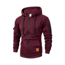 Moletom Masculino Slim Fit Com Capuz E Zíper, Manga Longa, Jaqueta Outono 2025, Roupa Masculina
