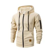 Moletom Masculino Slim Fit Com Capuz E Zíper, Manga Longa, Jaqueta Outono 2025, Roupa Masculina