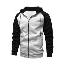 Moletom Masculino Slim Fit Com Capuz, Manga Longa, Zíper, Estilo Color Block, Jaqueta Fashion