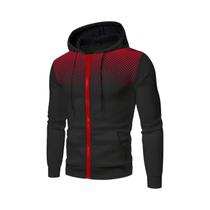 Moletom Masculino Slim Fit Com Zíper E Bolsos, Estampa De Bolinhas, Casual, Para Atividades Ao Ar