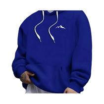 Moletom Masculino Solto Com Estampa De Montanha E Capuz, Moda Casual De Outono E Inverno, Pullover