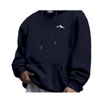 Moletom Masculino Solto Com Estampa De Montanha E Capuz, Moda Casual De Outono Inverno, Pullover