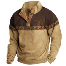 Moletom masculino ZOCAVIA, estampado étnico, asteca ocidental, marrom, 3GG Moletom masculino ZOCAVIA, estampado étnico, asteca ocidental, marrom, 3GG