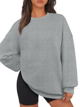 Moletom MEROKEETY Oversized para mulheres cinza claro tamanho L