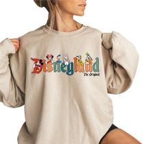 Moletom Mickey e Amigos Unissex Algodão Cor Areia 2XL