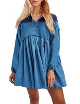 Moletom, minivestido feminino OLAPTA, listrado, colorido, azul