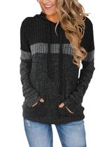 Moletom MixShe Color-block com capuz preto cinza médio