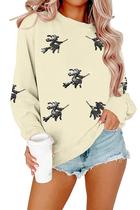 Moletom MYHALF Halloween Sequin Ghost Witch Apricot