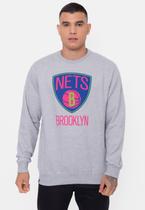 Moletom NBA Neon Colors Brooklyn Nets Cinza Mescla