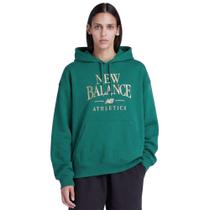 Moletom New Balance Com Capuz Linear Heritage Verde Feminino
