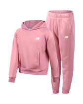 Moletom New Balance para meninas de 7 a 8 anos, Hazy Rose Fleece, 2 peças