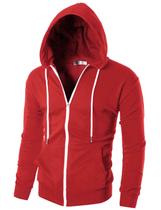 Moletom Ohoo DCF002 Masculino Slim Fit com Zíper Vermelho Moletom Ohoo DCF002 Masculino Slim Fit com Zíper Vermelho