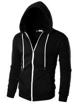 Moletom Ohoo DCF002 Slim Fit com Capuz e Zíper em Mistura de Algodão
