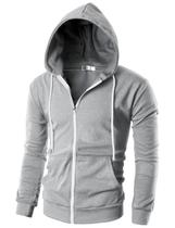 Moletom Ohoo DCF002 Slim Fit com Zíper Cinza Moletom Ohoo DCF002 Slim Fit com Zíper Cinza