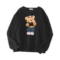 Moletom Oversize De Lã Com Capuz De Urso Teddy Para Mulheres, Blusão Divertido Estilo Hipster,