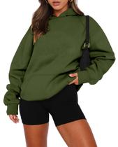 Moletom oversized onlypuff Verde Militar XS com bolso canguru Moletom oversized onlypuff Verde Militar XS com bolso canguru
