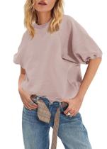 Moletom Panadila feminino superdimensionado de manga curta Dusty Mauve