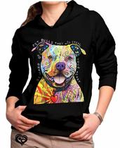 Moletom Pitbull Colorido feminino Cachorro Cão blusa casaco