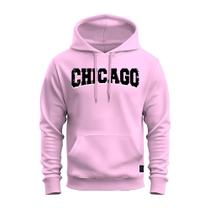 Moletom Premium Estampado Confortável Canguru Chicago Black