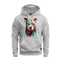 Moletom Premium Estampado Confortável Canguru Dog Olhar Colors