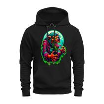 Moletom Premium Estampado Confortável Canguru Lobo Neon