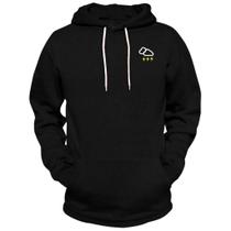 Moletom Preto Canguru Com Capuz Fechado Nuvem Raio Relaxado