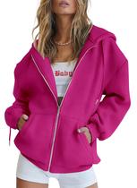 Moletom PRETTYGARDEN 2025 com Zíper Manga Longa Vermelho Rosado G Moletom PRETTYGARDEN 2025 com Zíper Manga Longa Vermelho Rosado G
