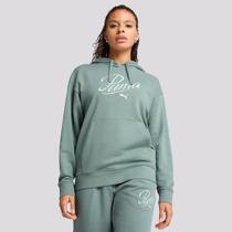 Moletom Puma ESS Script Feminina Verde e Branco