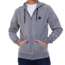 Moletom Quiksilver Aberto Patch Round Masculino Cinza Mescla