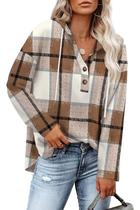 Moletom RUMIA feminino casual com capuz xadrez amarelo L Moletom RUMIA feminino casual com capuz xadrez amarelo L