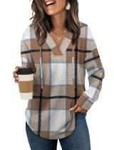 Moletom SAMPEEL Fall for Women com capuz marrom xadrez L