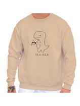 Moletom sem capuz sem bolso gola careca Moleton Feminino Estampa Tea Rex