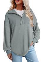 Moletom SHEWIN com meio zíper e pulôver Waffle Knit azul claro