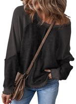 Moletom SHEWIN de tamanho grande com gola redonda em waffle para mulheres