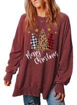 Moletom SHEWIN Merry Christmas leve para mulheres Moletom SHEWIN Merry Christmas leve para mulheres