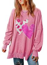 Moletom SHEWIN Moletom para mulheres, folgado, rosa, coração