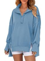 Moletom SHEWIN, pulôver casual solto para mulheres, azul claro